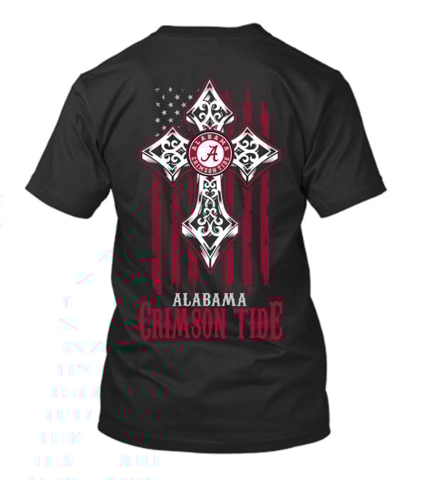 Alabama Crimson Tide Cross With American Flag And Script A T-Shirt