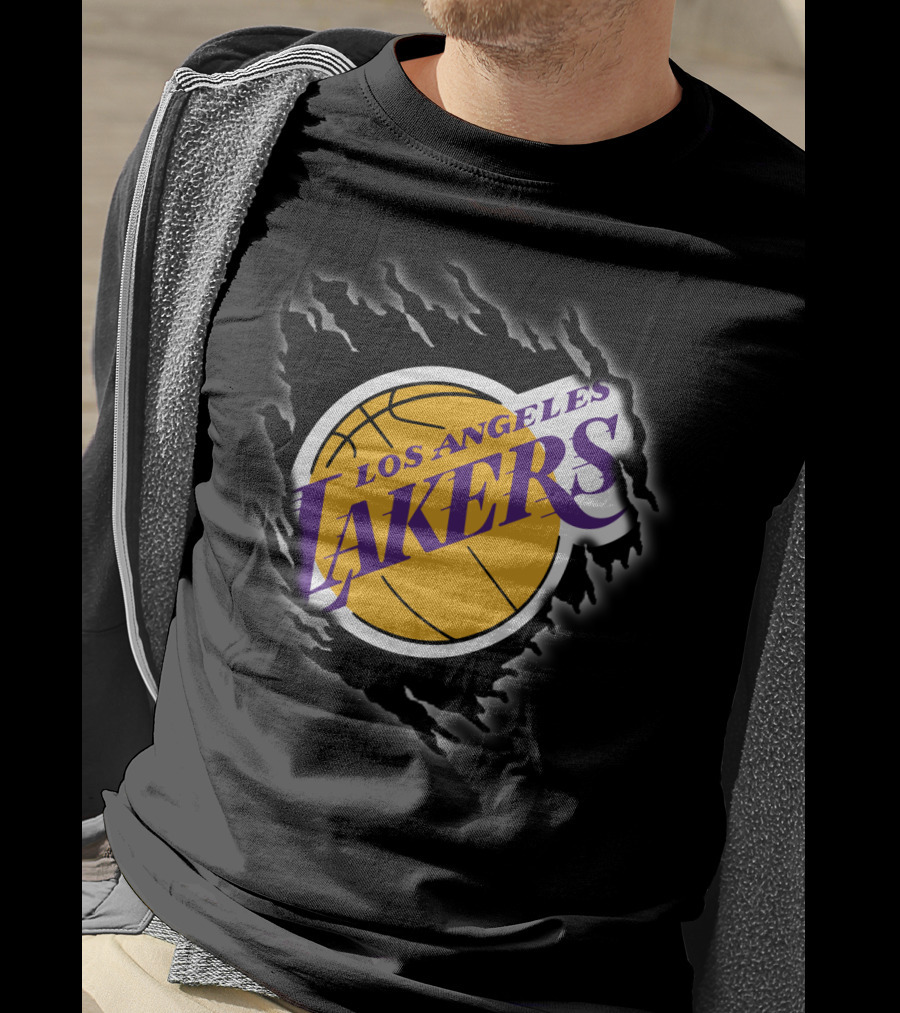 Los Angeles Lakers Basketball Emblem With Distressed T-Shirt