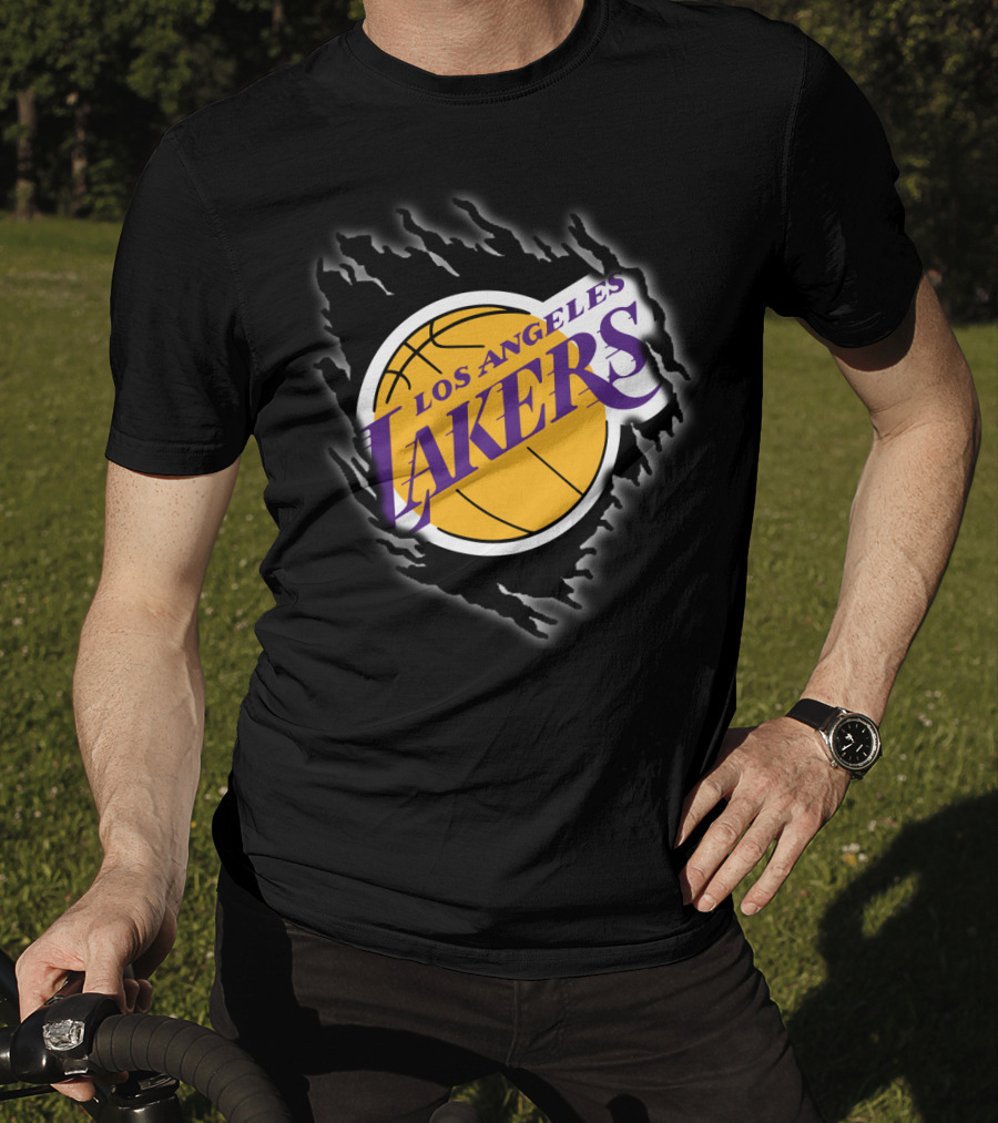 Los Angeles Lakers Basketball Emblem With Distressed T-Shirt