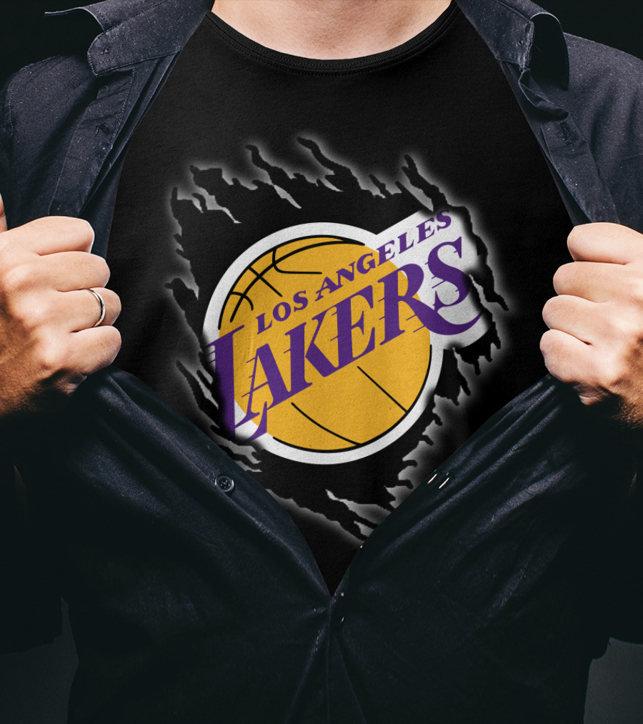 Los Angeles Lakers Basketball Emblem With Distressed T-Shirt