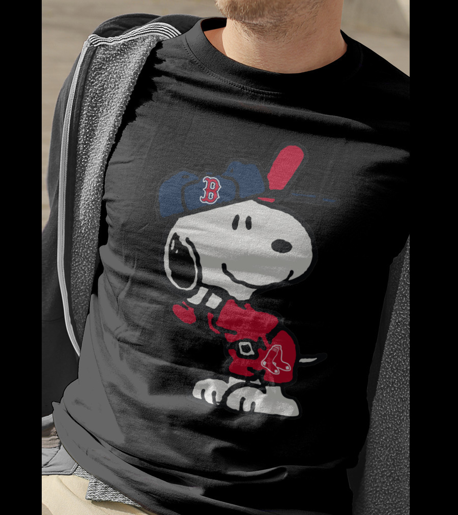 Snoopy Boston Red Sox Cap Peanuts Baseball Fan T-Shirt