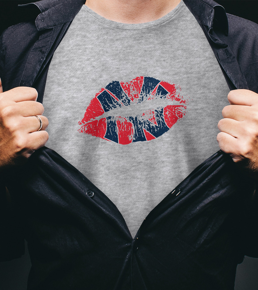 New York Yankees Lip Print Union Jack Flag Style T-Shirt
