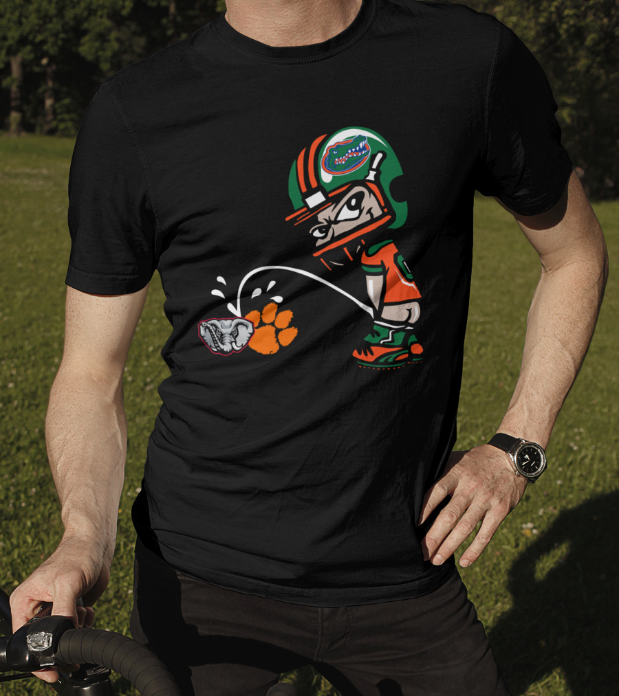 Florida Gators Clemson Tigers Alabama Crimson Tide Rivalry Football Helmet Cartoon T-Shirt