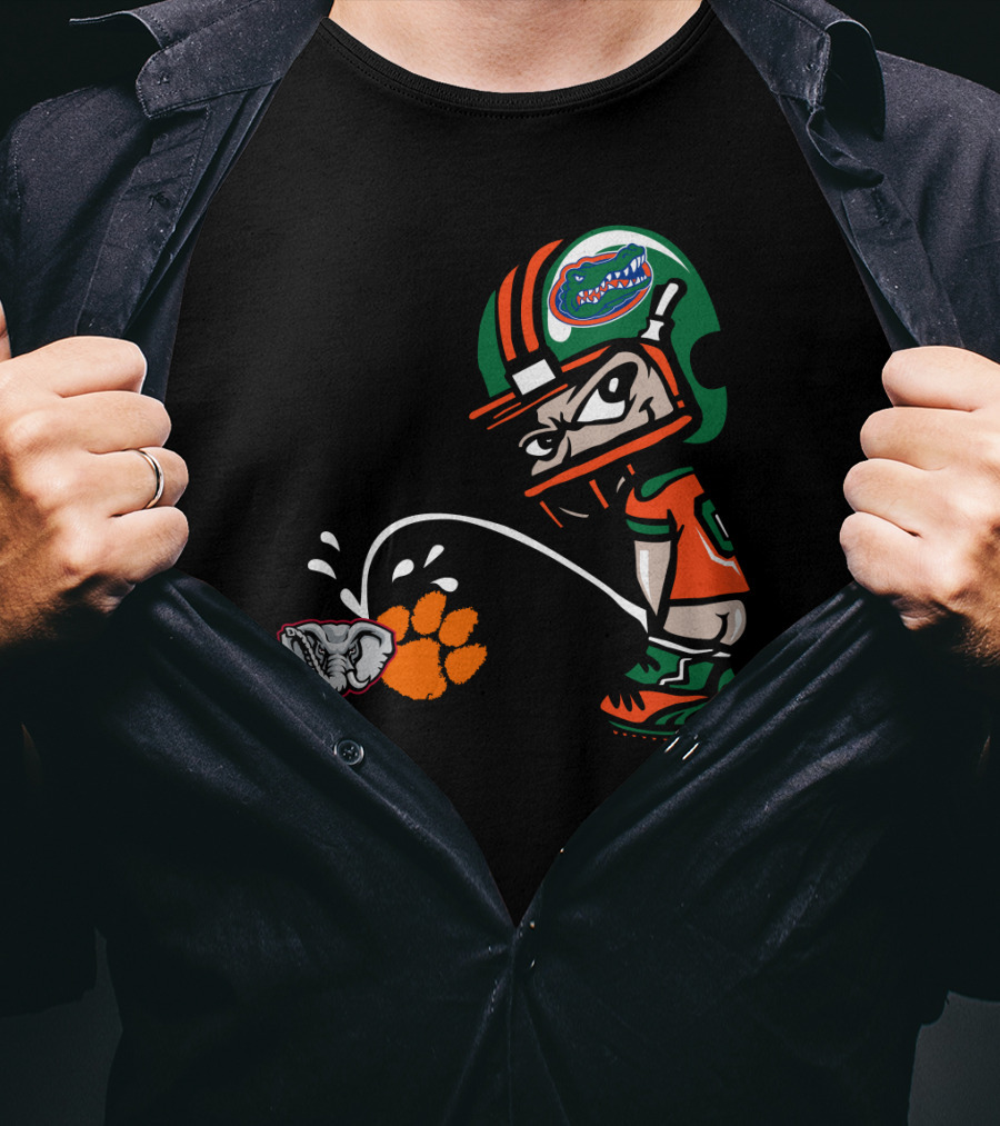 Florida Gators Clemson Tigers Alabama Crimson Tide Rivalry Football Helmet Cartoon T-Shirt