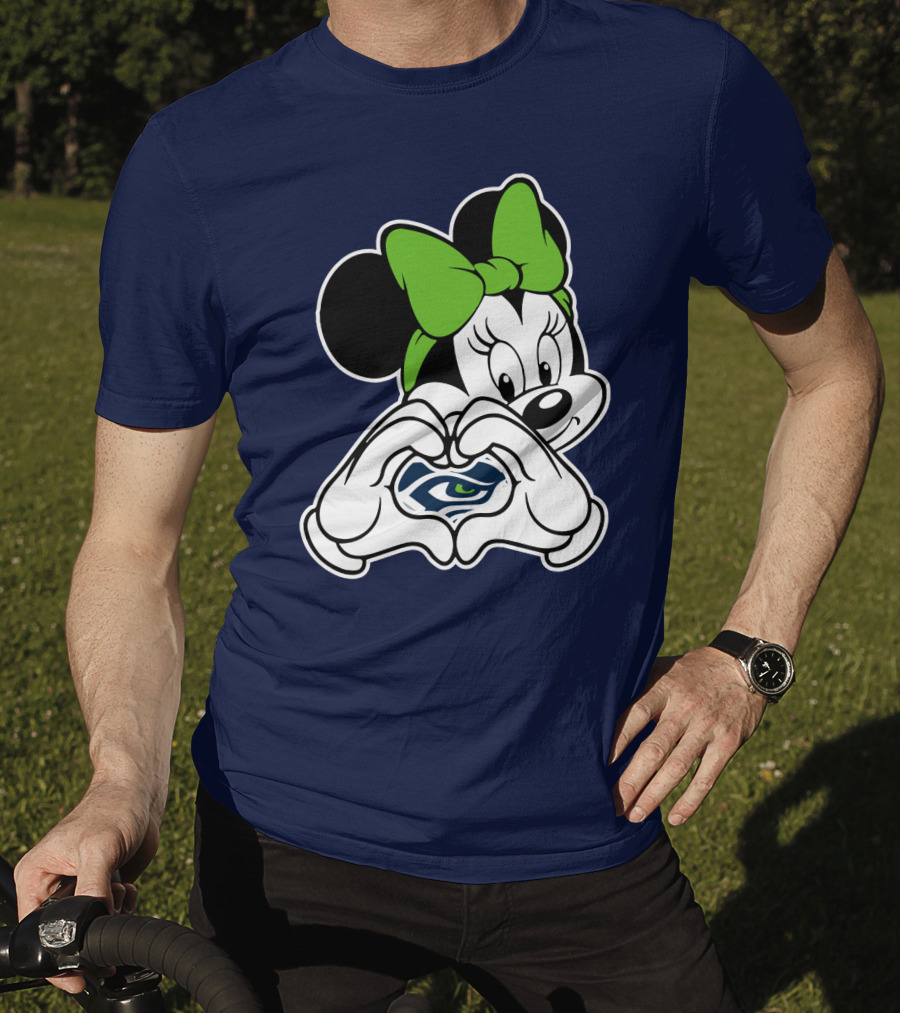 Minnie Mouse Heart Hands Seattle Seahawks T-Shirt