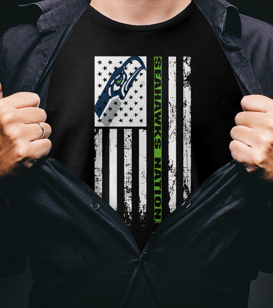 Seattle Seahawks Nation American Flag T-Shirt