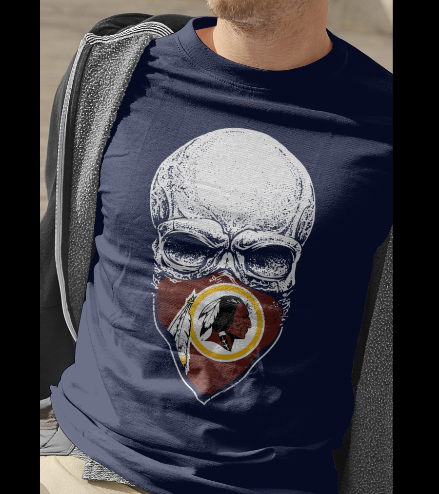 Skull With Washington Redskins Logo Bandana T-Shirt