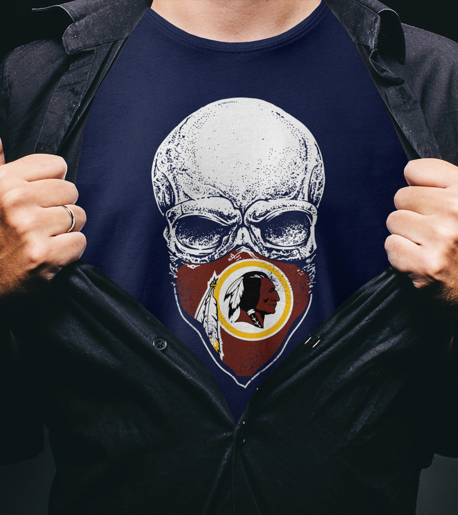 Skull With Washington Redskins Logo Bandana T-Shirt