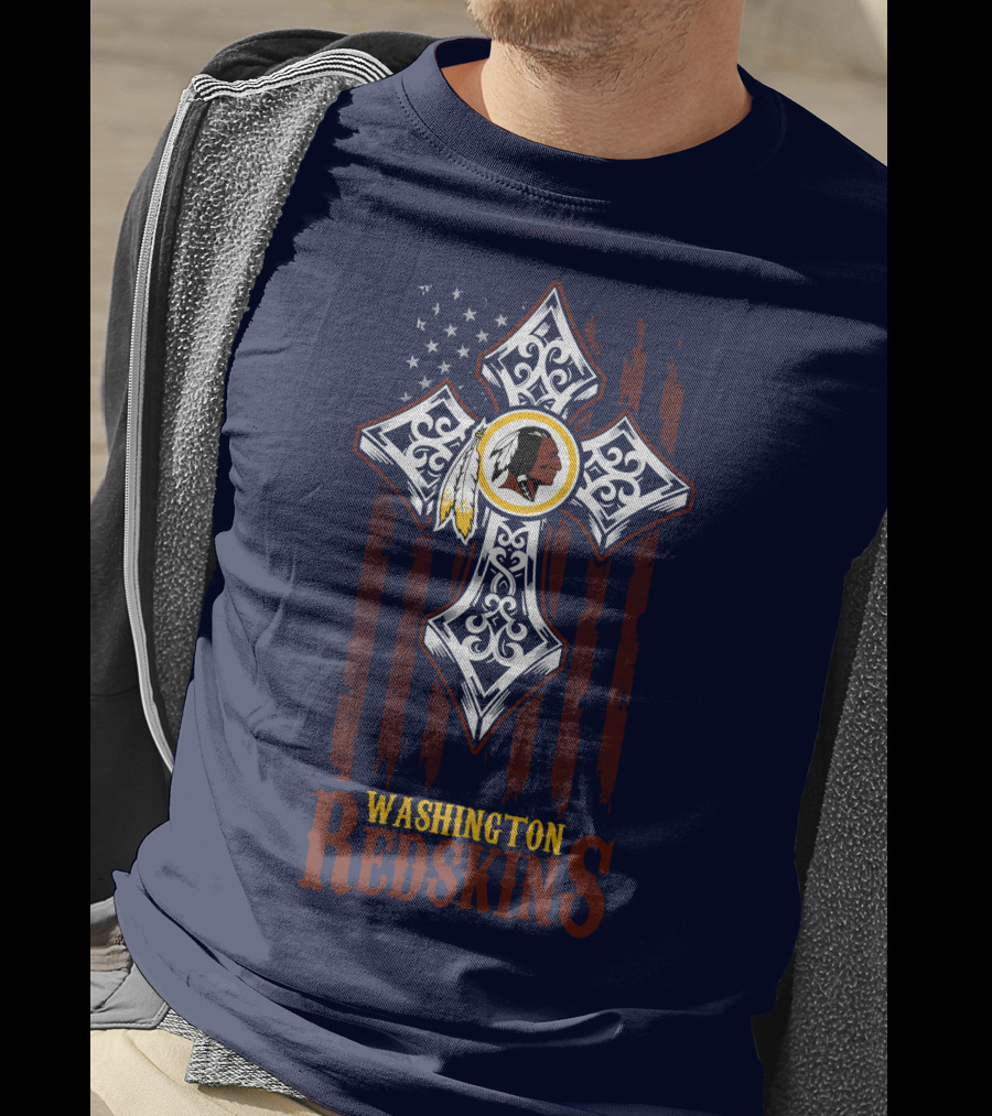 Washington Redskins Cross American Flag T-Shirt