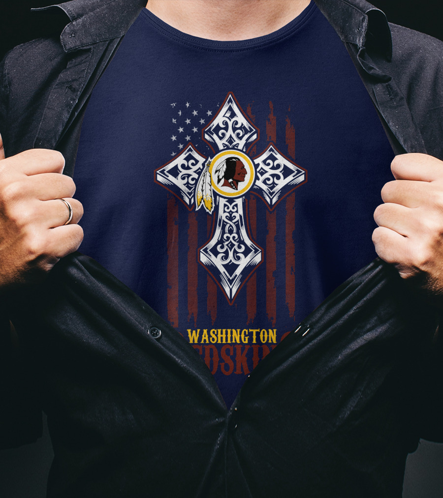 Washington Redskins Cross American Flag T-Shirt
