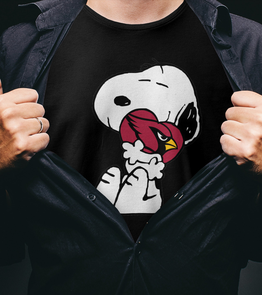 Snoopy Hugging Arizona Cardinals Heart T-Shirt
