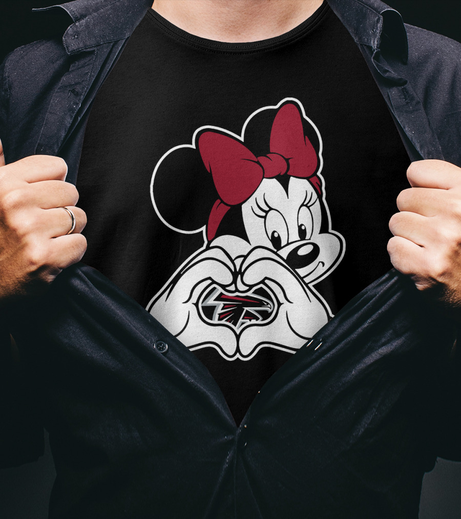 Minnie Mouse Atlanta Falcons Heart Hands T-Shirt