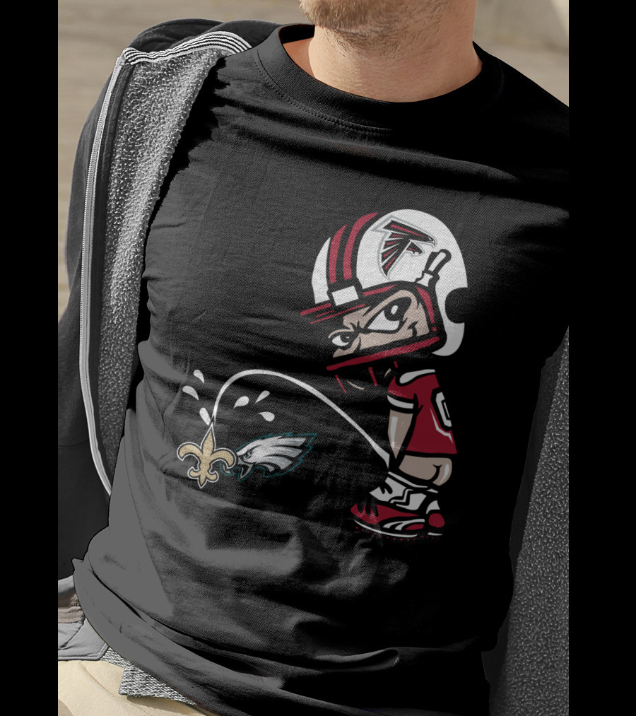 Atlanta Falcons Vs Saints Eagles Rivalry Humor Football Helmet Character T-Shirt