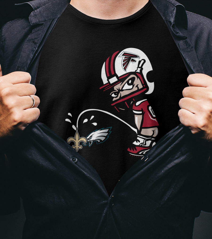 Atlanta Falcons Vs Saints Eagles Rivalry Humor Football Helmet Character T-Shirt