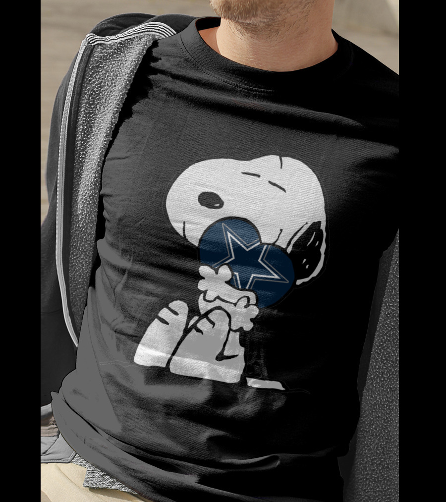 Cowboys Nation Snoopy With Heart-Shaped Dallas Star T-Shirt