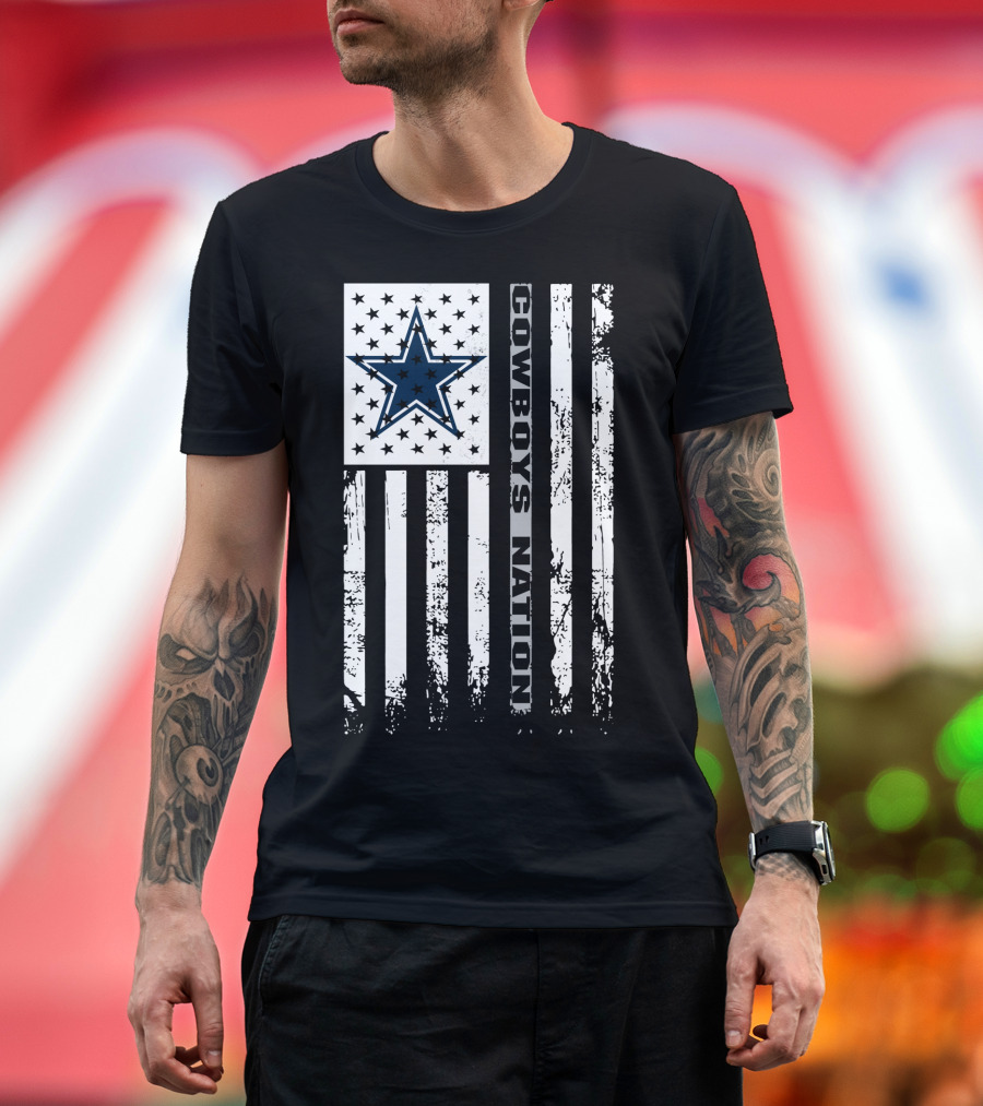 Cowboys Nation Dallas Cowboys Fans Flag Star T-Shirt