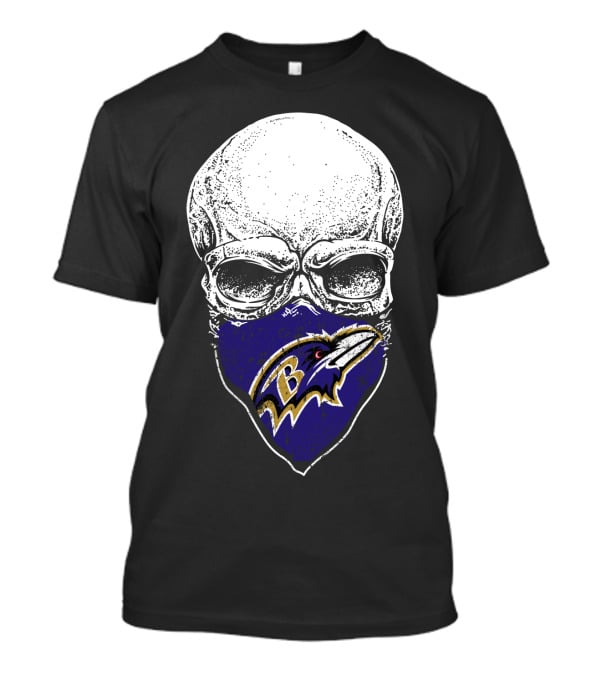 Baltimore Ravens Skull Bandana T-Shirt