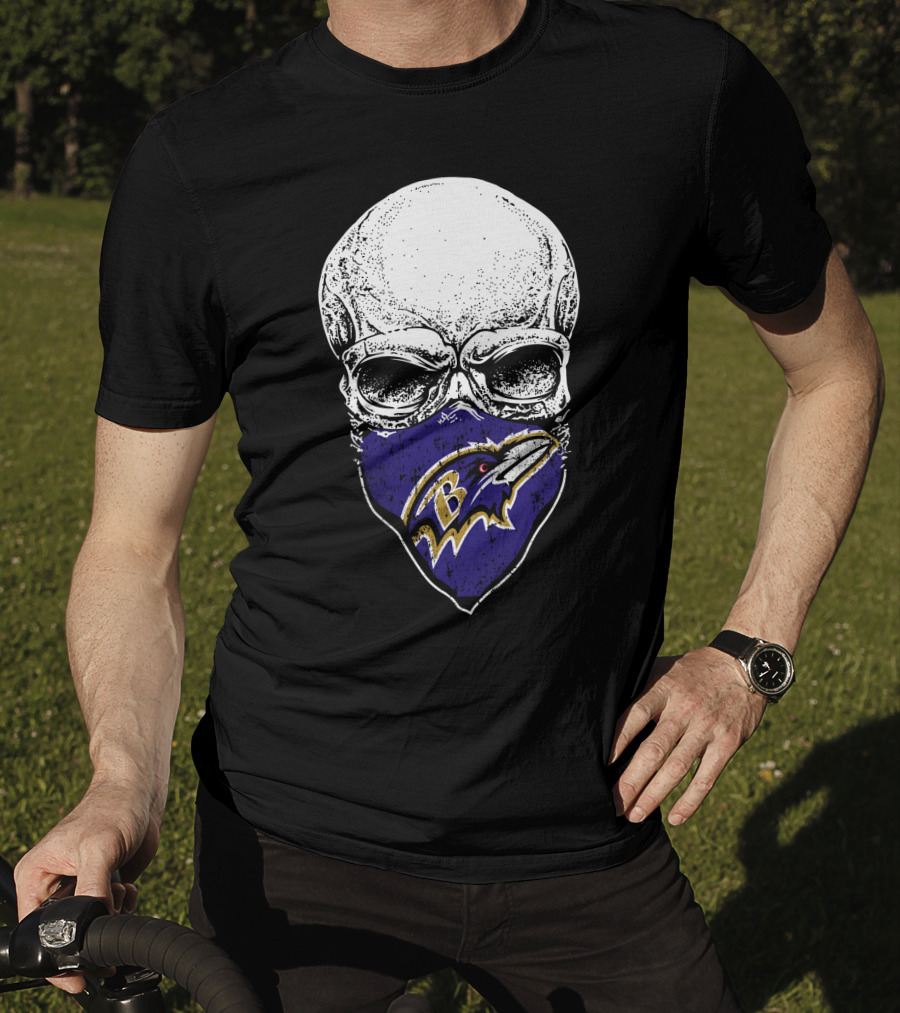 Baltimore Ravens Skull Bandana T-Shirt