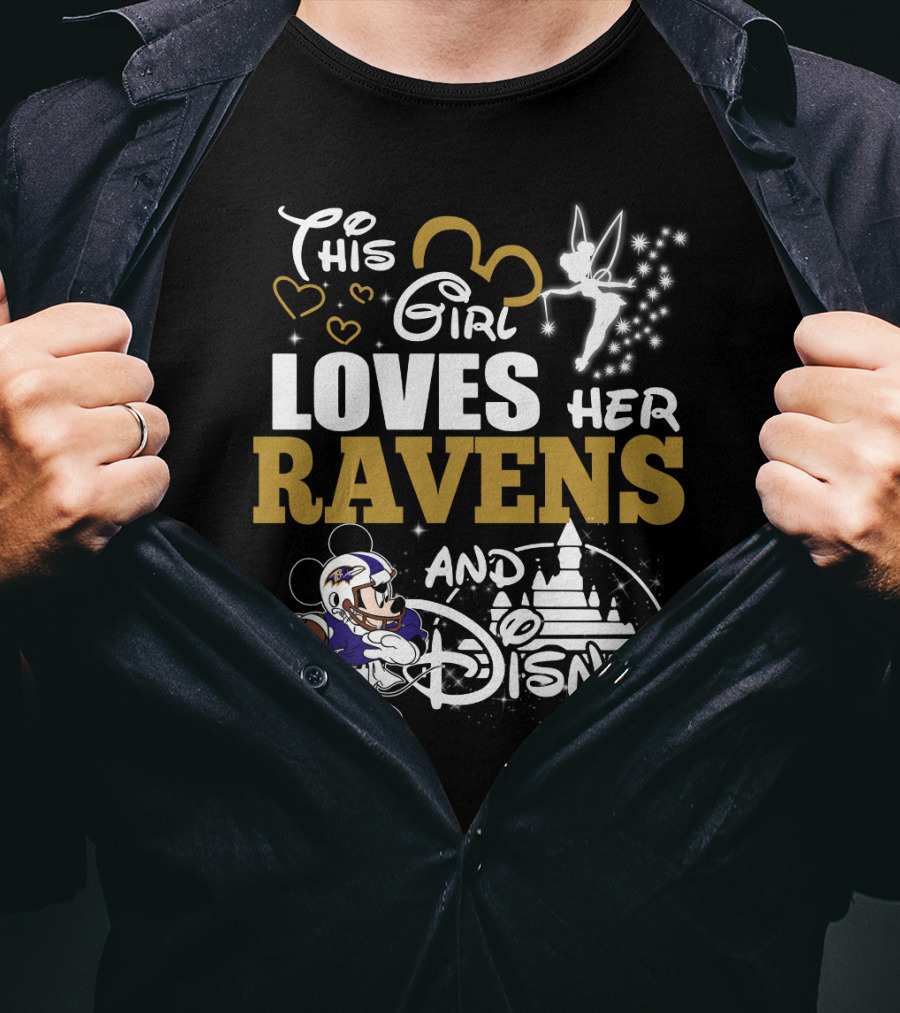 This Girl Loves Her Ravens And Disney T-Shirt