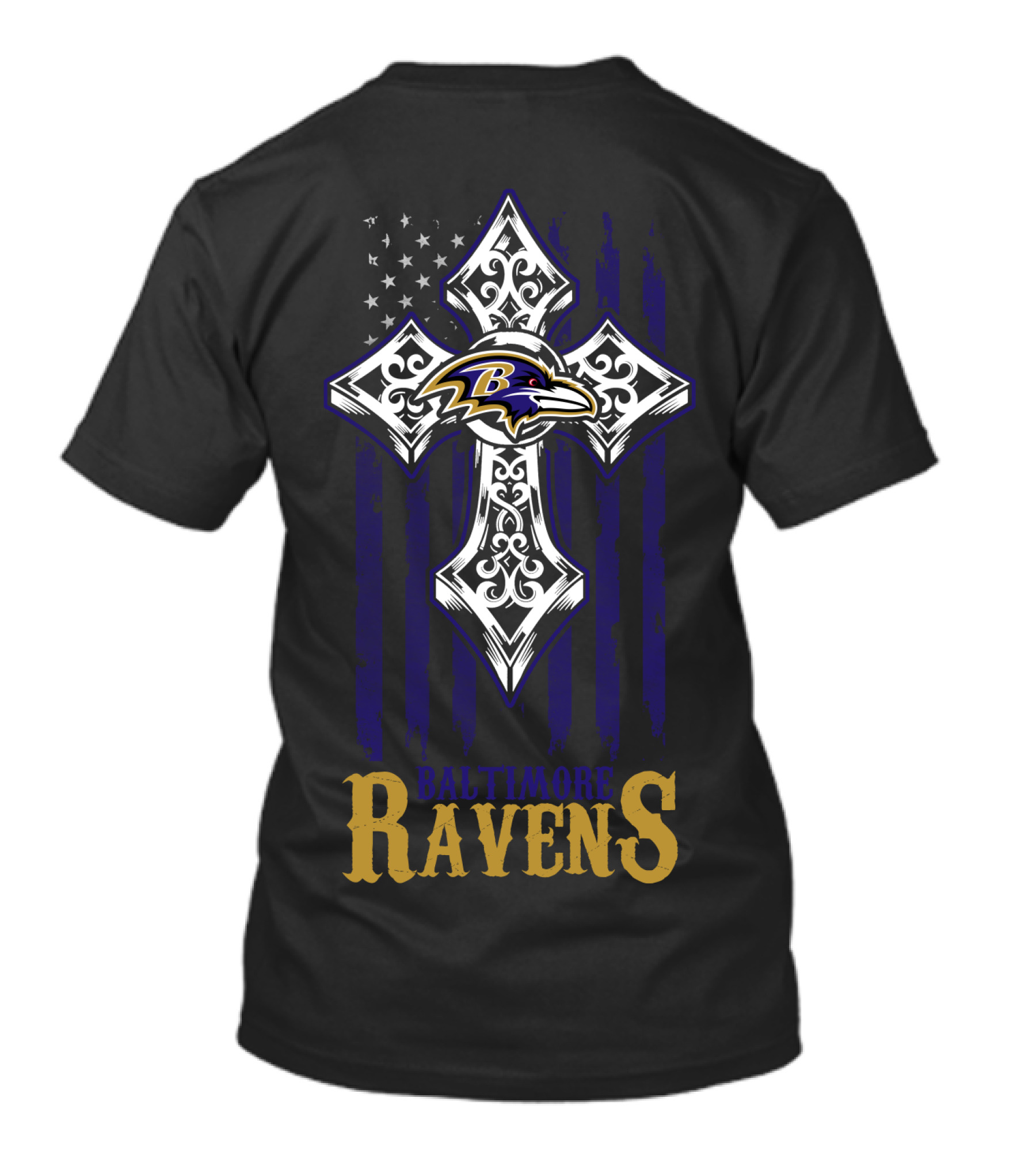 Baltimore Ravens Cross American Flag T-Shirt