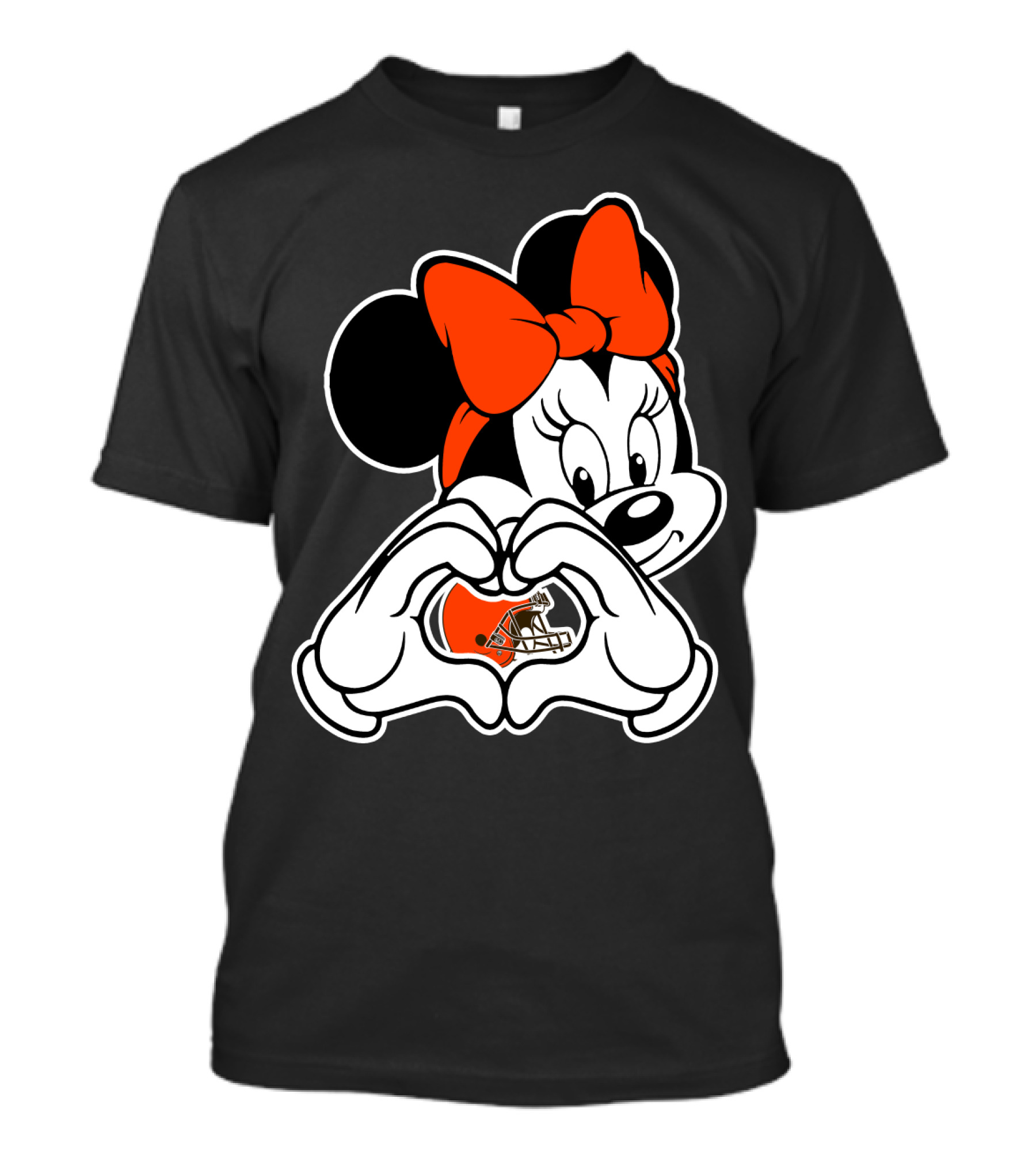 Cleveland Browns Minnie Mouse Heart Hands Football Helmet T-Shirt