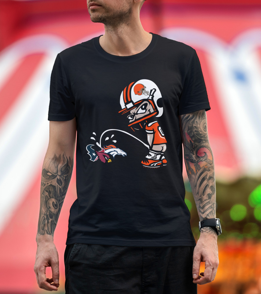 Cleveland Browns Player Humorous Rival Team Logos Interaction T-Shirt