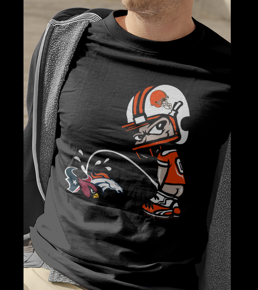 Cleveland Browns Player Humorous Rival Team Logos Interaction T-Shirt