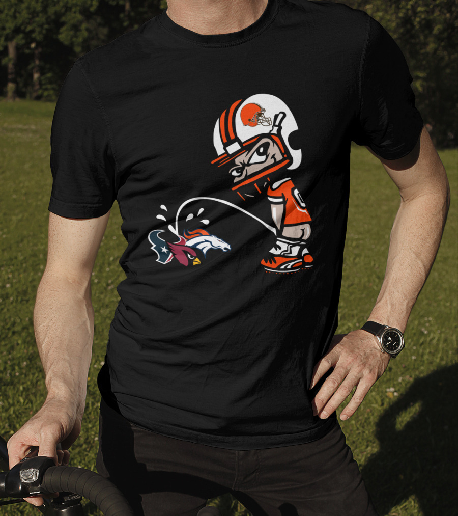 Cleveland Browns Player Humorous Rival Team Logos Interaction T-Shirt