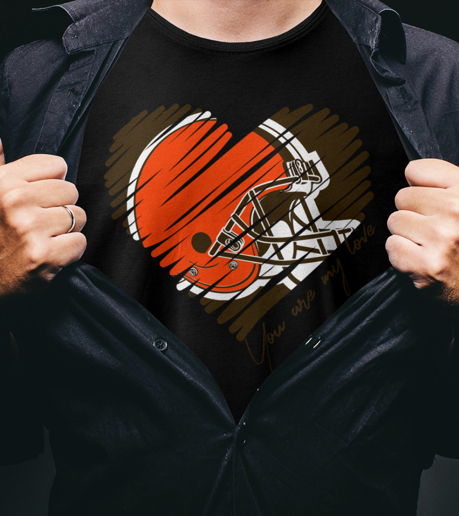 Cleveland Browns You Are My Love Heart Helmet T-Shirt