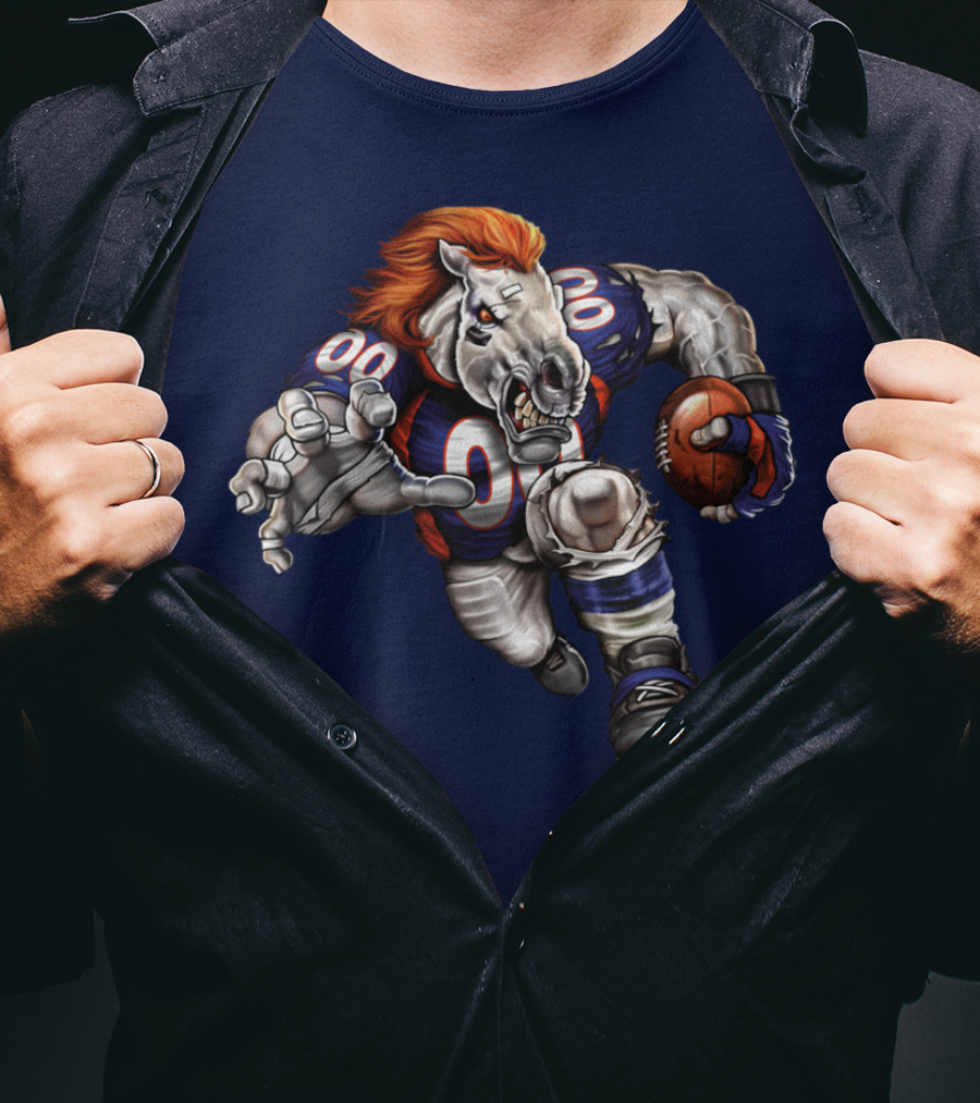 Denver Broncos Football Horse With Jersey And Ball T-Shirt