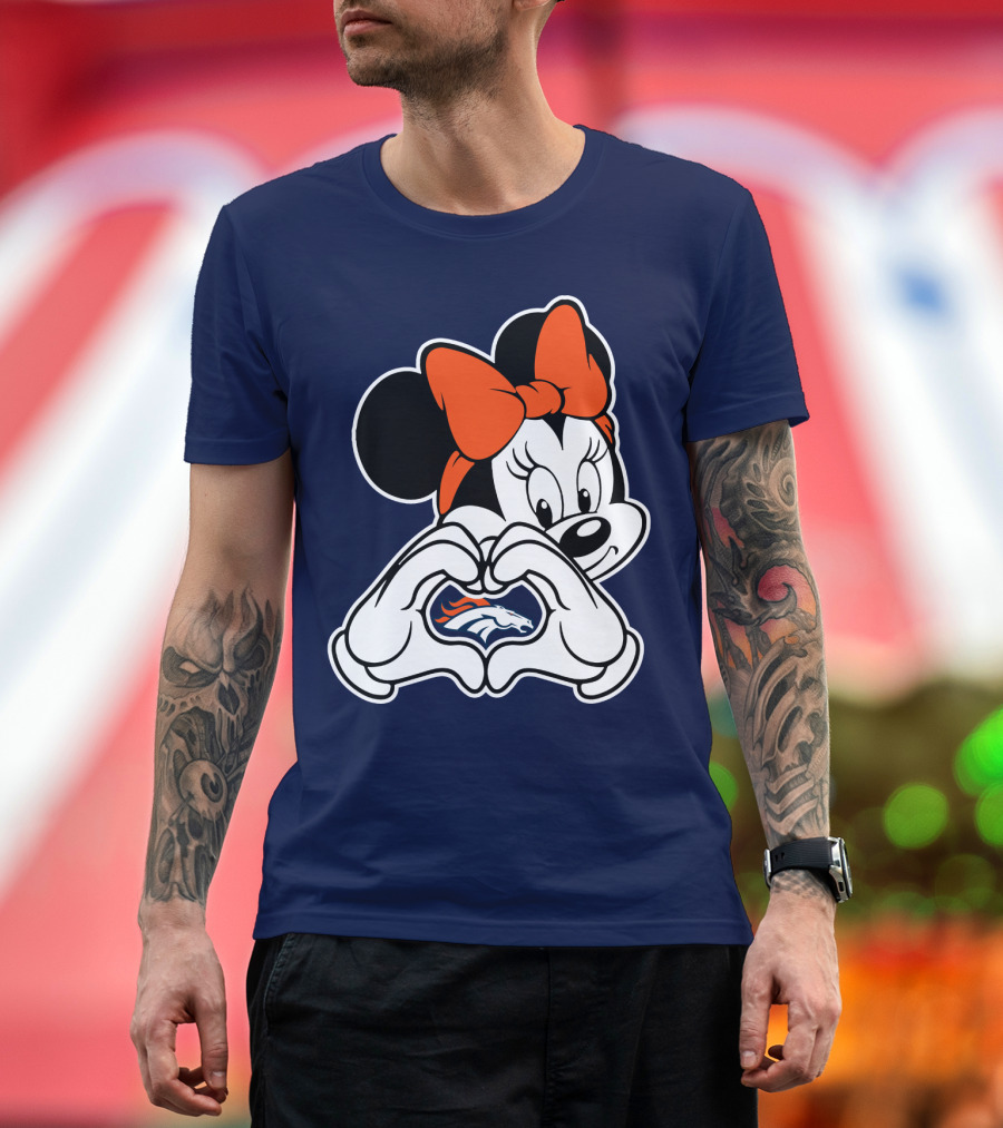 Minnie Mouse Heart Hands Denver Broncos T-Shirt