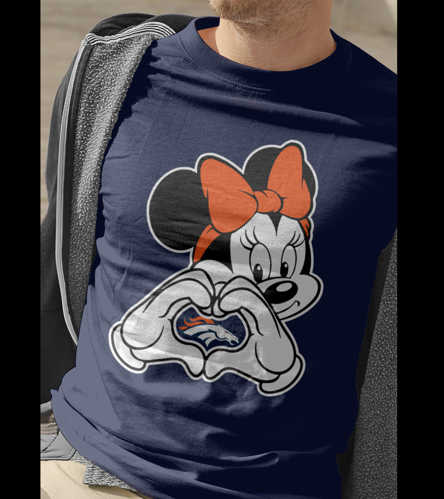Minnie Mouse Heart Hands Denver Broncos T-Shirt