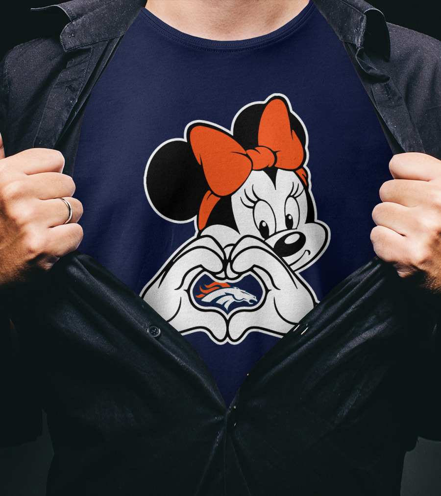 Minnie Mouse Heart Hands Denver Broncos T-Shirt