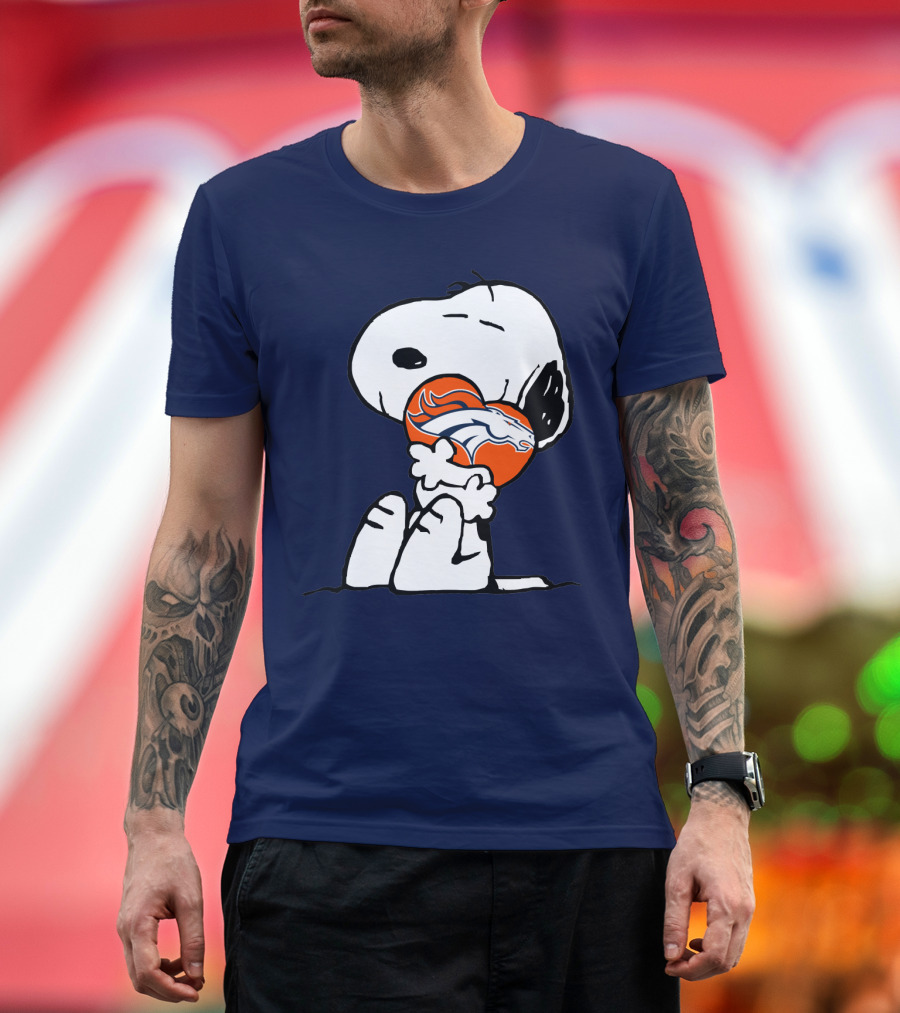 Denver Broncos Snoopy Hugging Football T-Shirt
