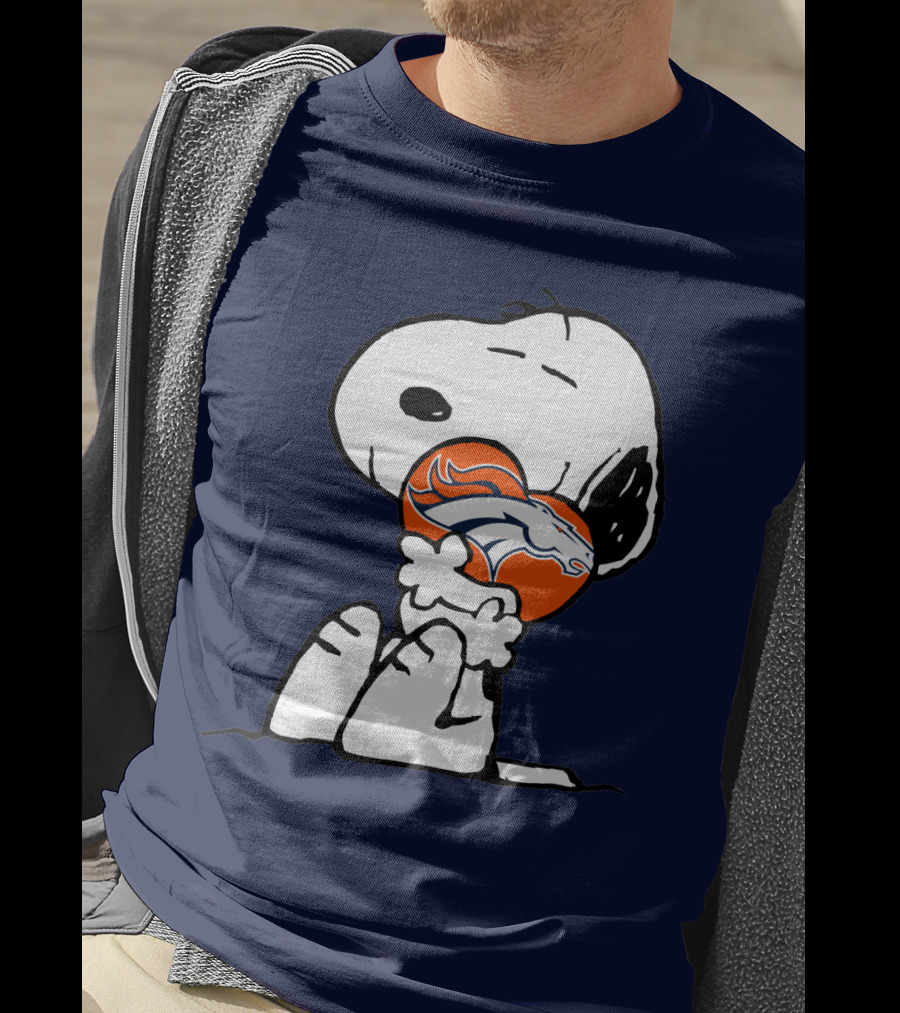 Denver Broncos Snoopy Hugging Football T-Shirt