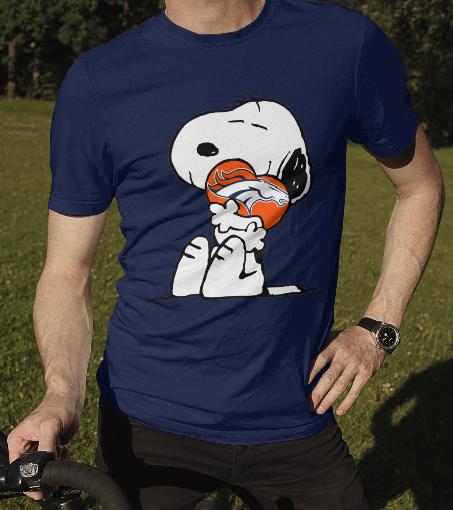 Denver Broncos Snoopy Hugging Football T-Shirt