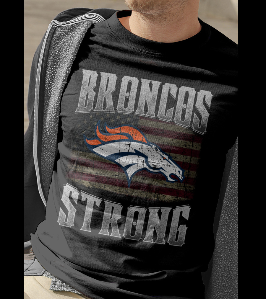 Broncos Strong American Flag Denver Broncos T-Shirt