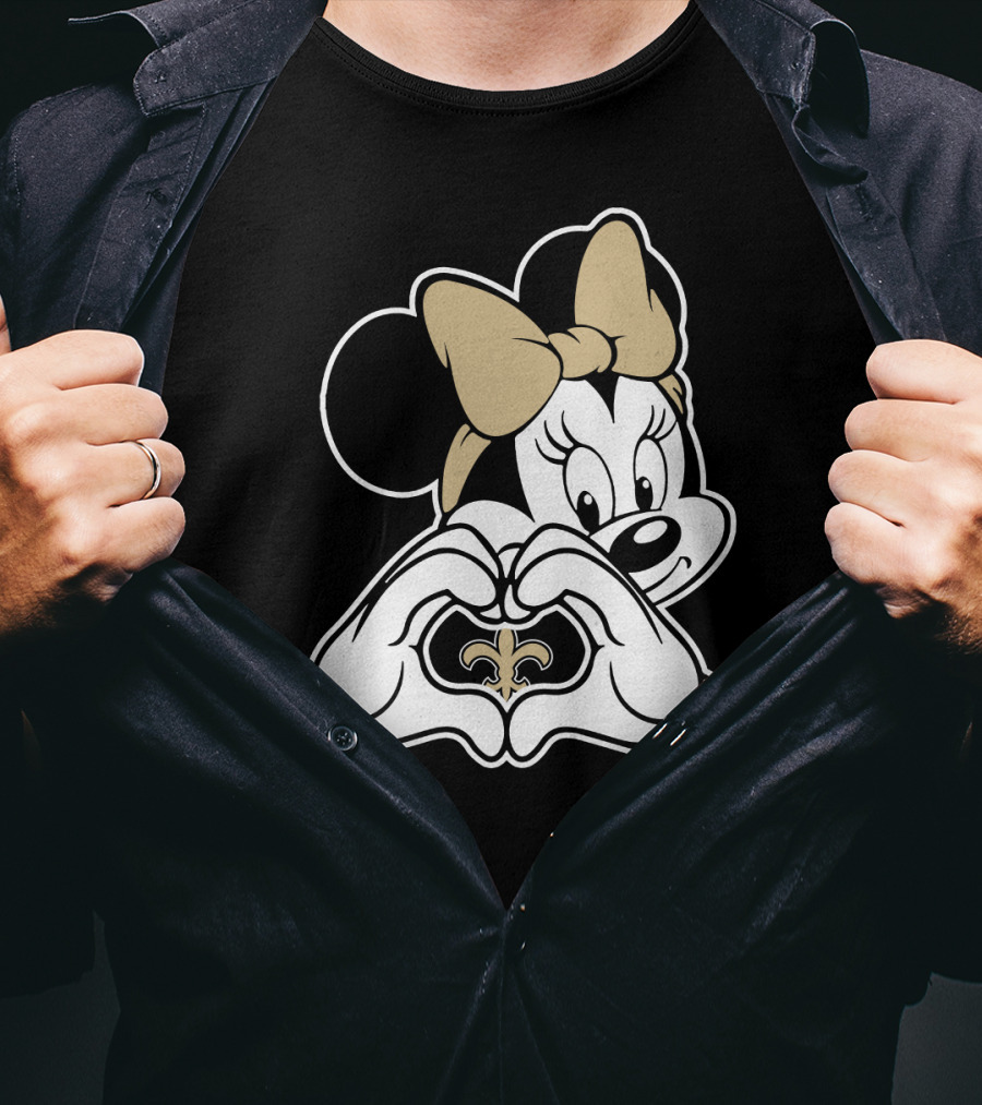 Minnie Mouse Heart Hands New Orleans Saints T-Shirt
