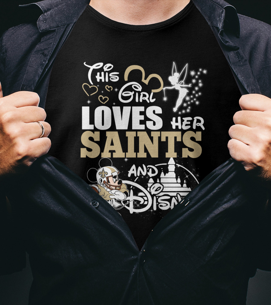 This Girl Loves Her Saints And Disney T-Shirt