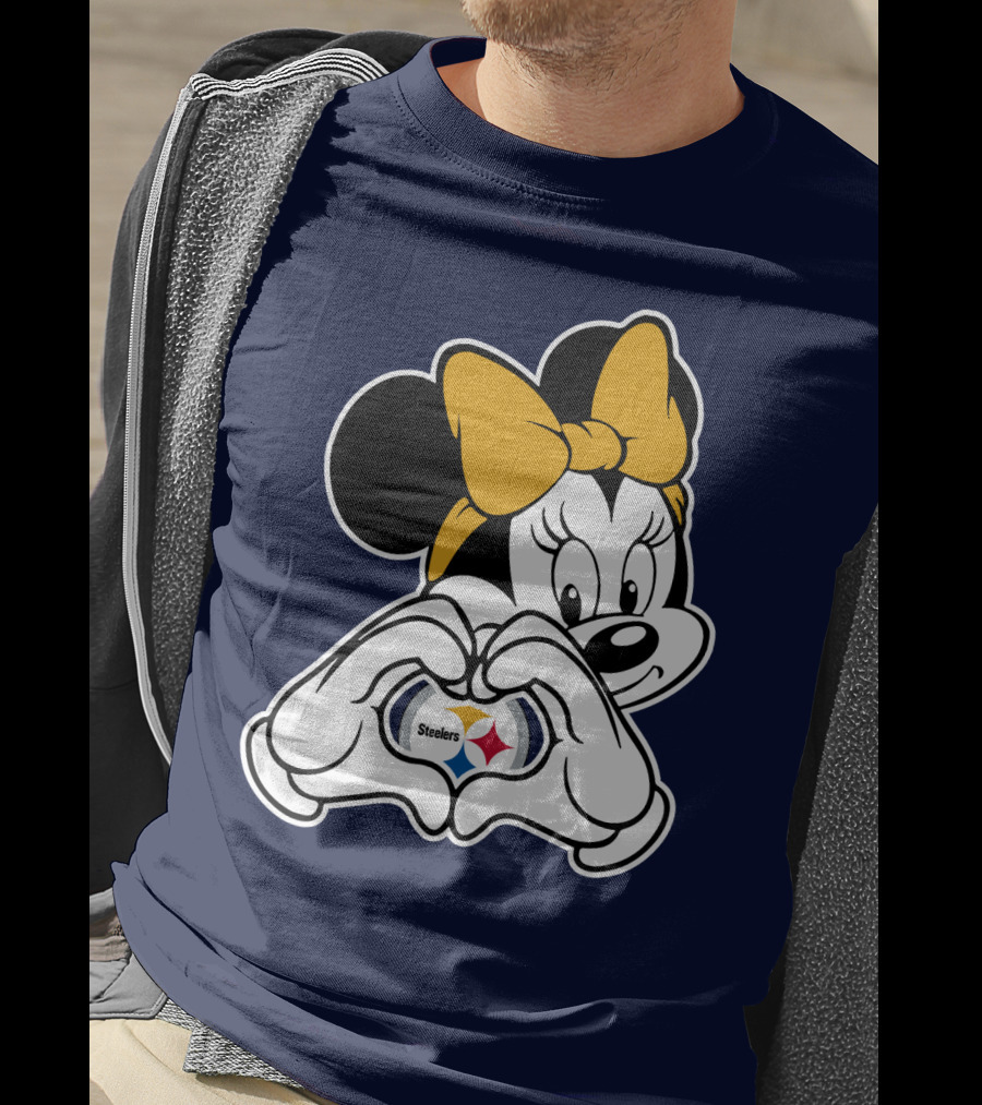 Minnie Mouse Heart Hands Steelers Logo Pittsburgh Steelers T-Shirt