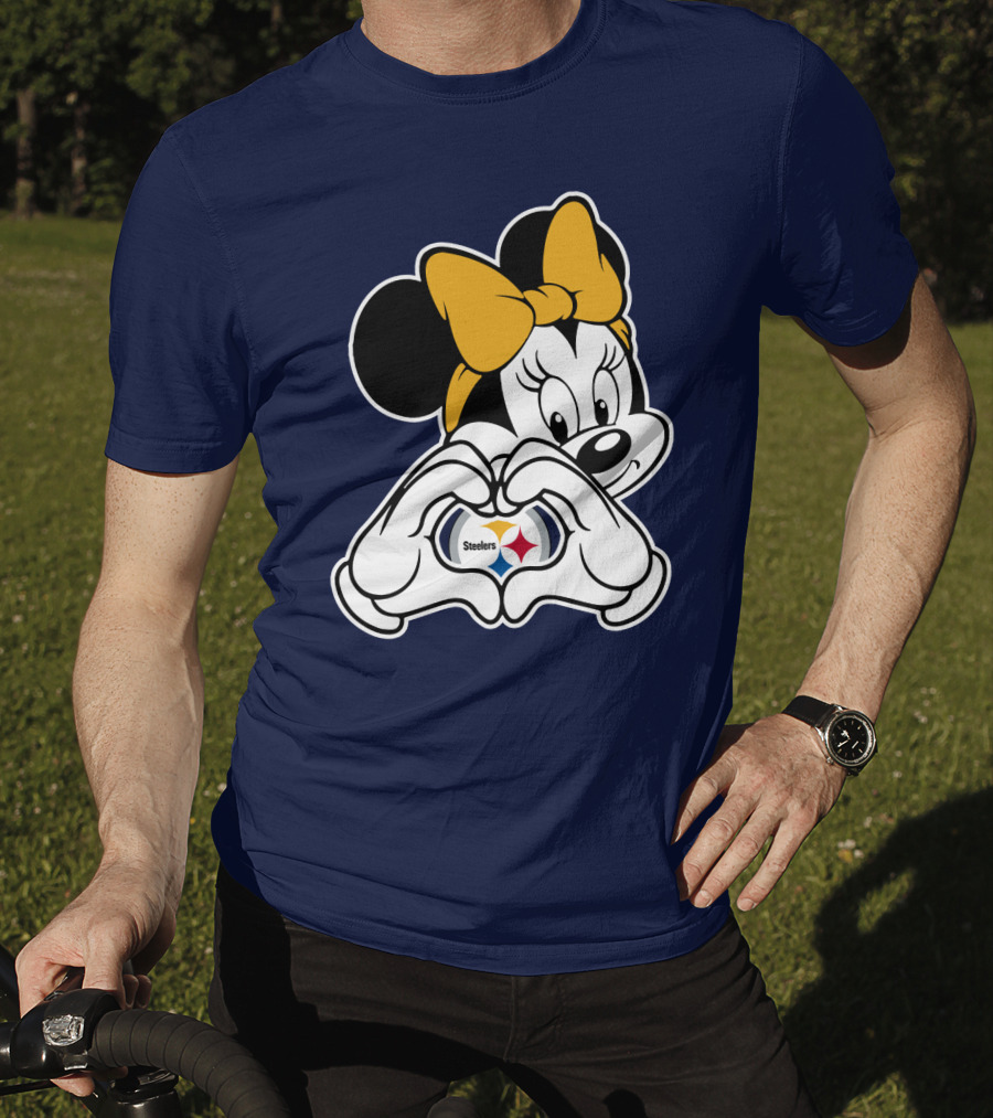 Minnie Mouse Heart Hands Steelers Logo Pittsburgh Steelers T-Shirt
