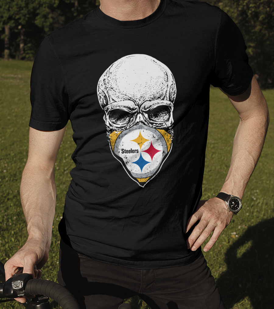Pittsburgh Steelers Skull With Logo Mask T-Shirt