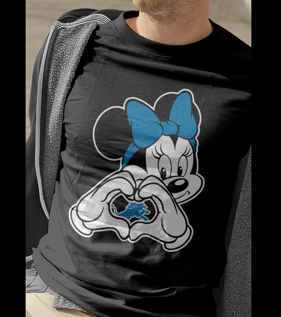 Detroit Lions Minnie Mouse Heart Hands T-Shirt