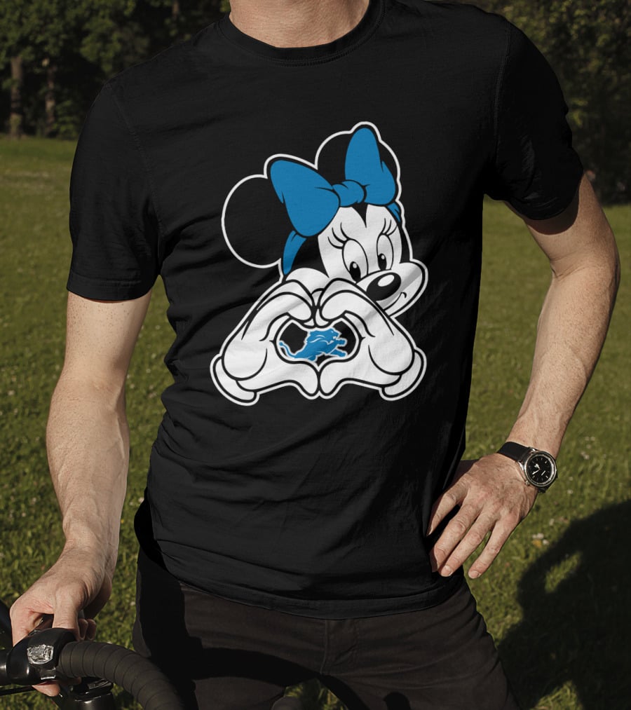 Detroit Lions Minnie Mouse Heart Hands T-Shirt
