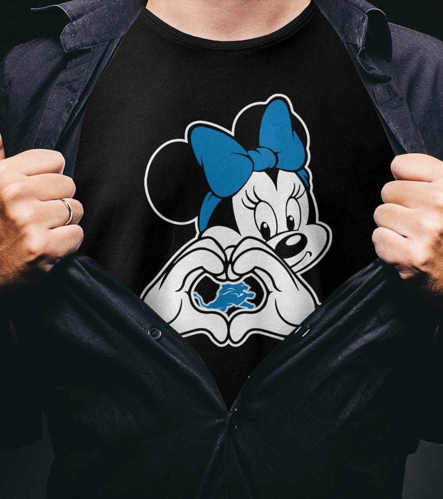 Detroit Lions Minnie Mouse Heart Hands T-Shirt