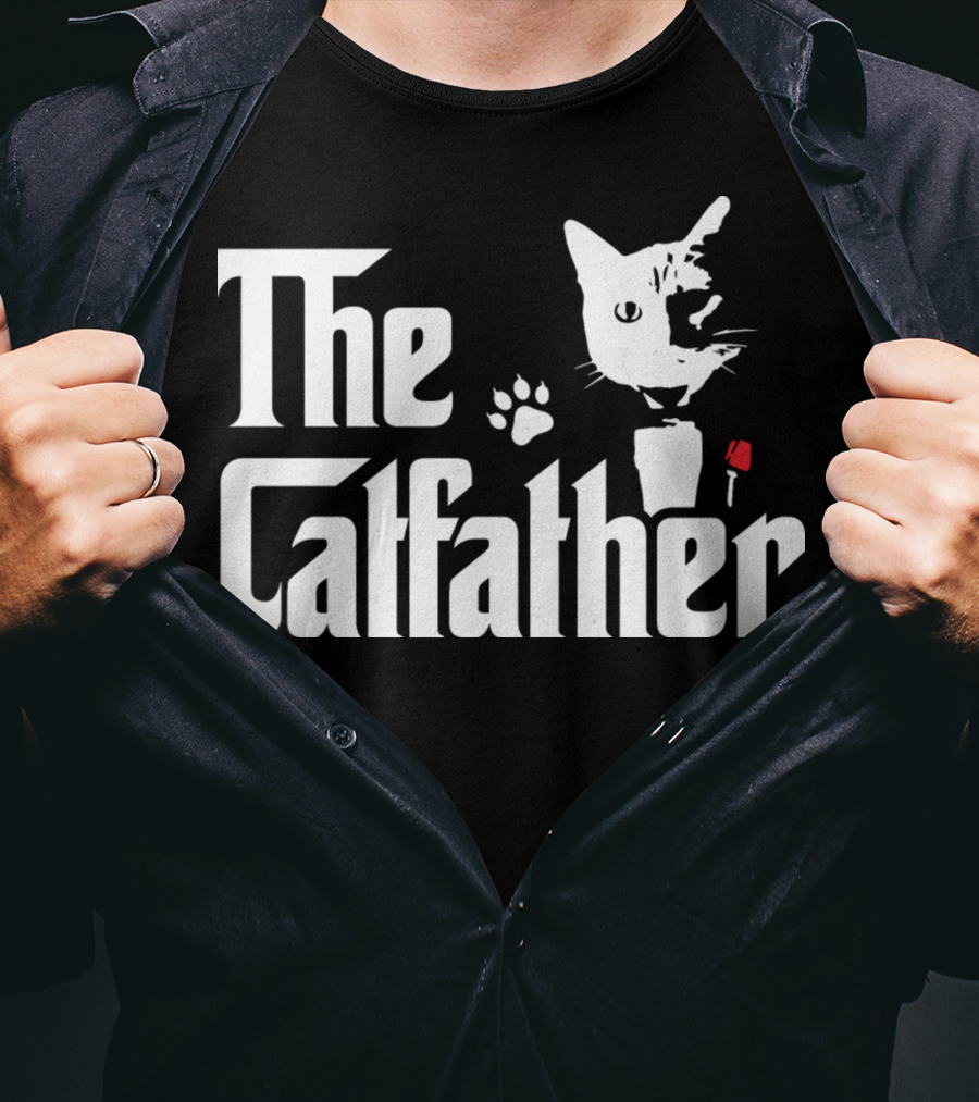 The Catfather Cat Paw Print Rose T-Shirt