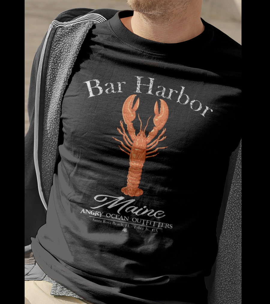 Bar Harbor Maine Angry Ocean Outfitters Lobster Santa Rosa Beach Tybee Island T-Shirt