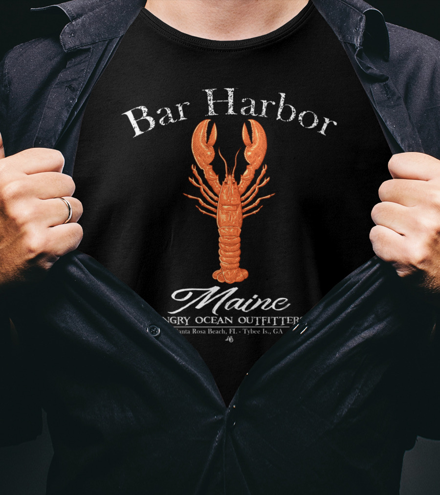 Bar Harbor Maine Angry Ocean Outfitters Lobster Santa Rosa Beach Tybee Island T-Shirt