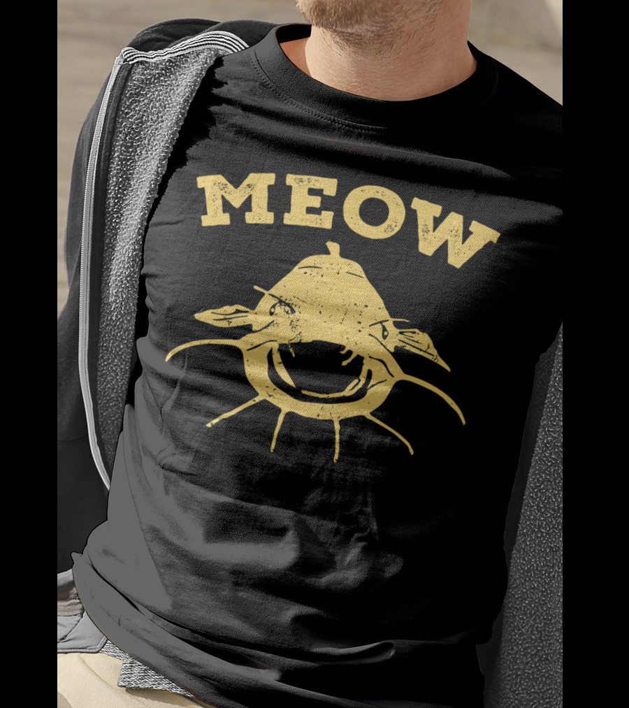 Meow Catfish Fishing Fisherman T-Shirt