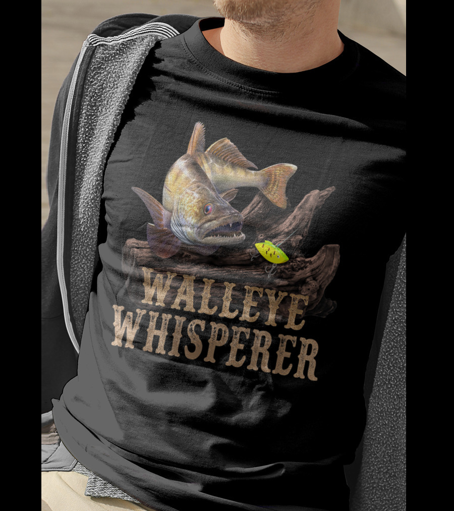 Walleye Whisperer Large Walleye With Fishing Lure T-Shirt
